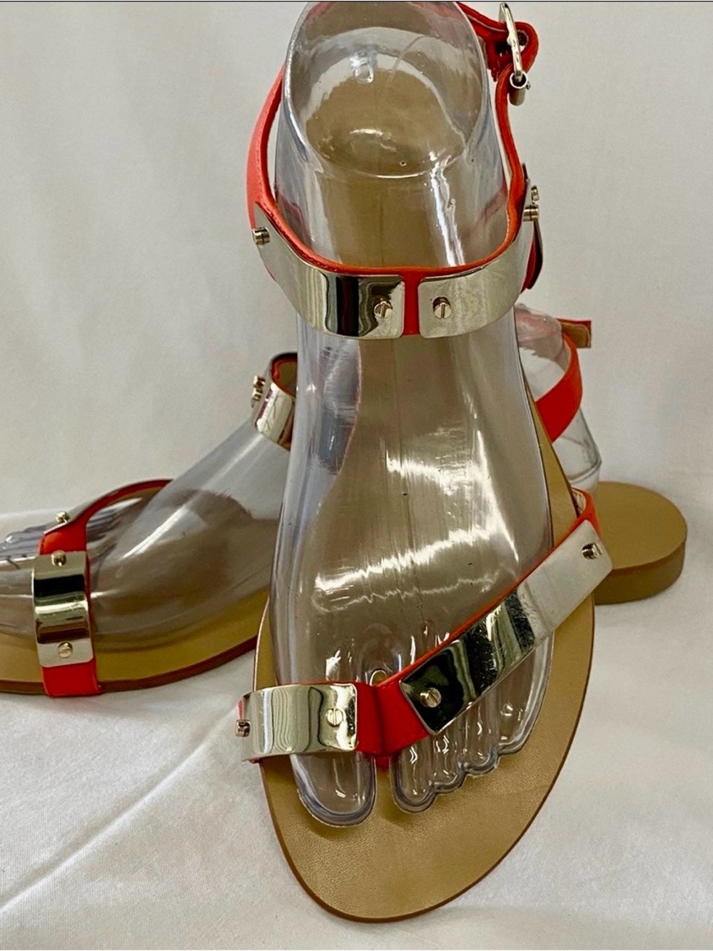 Vince Camuto Orange Sandals with Gold Metal Accents 9.5 - Picture 3 of 9